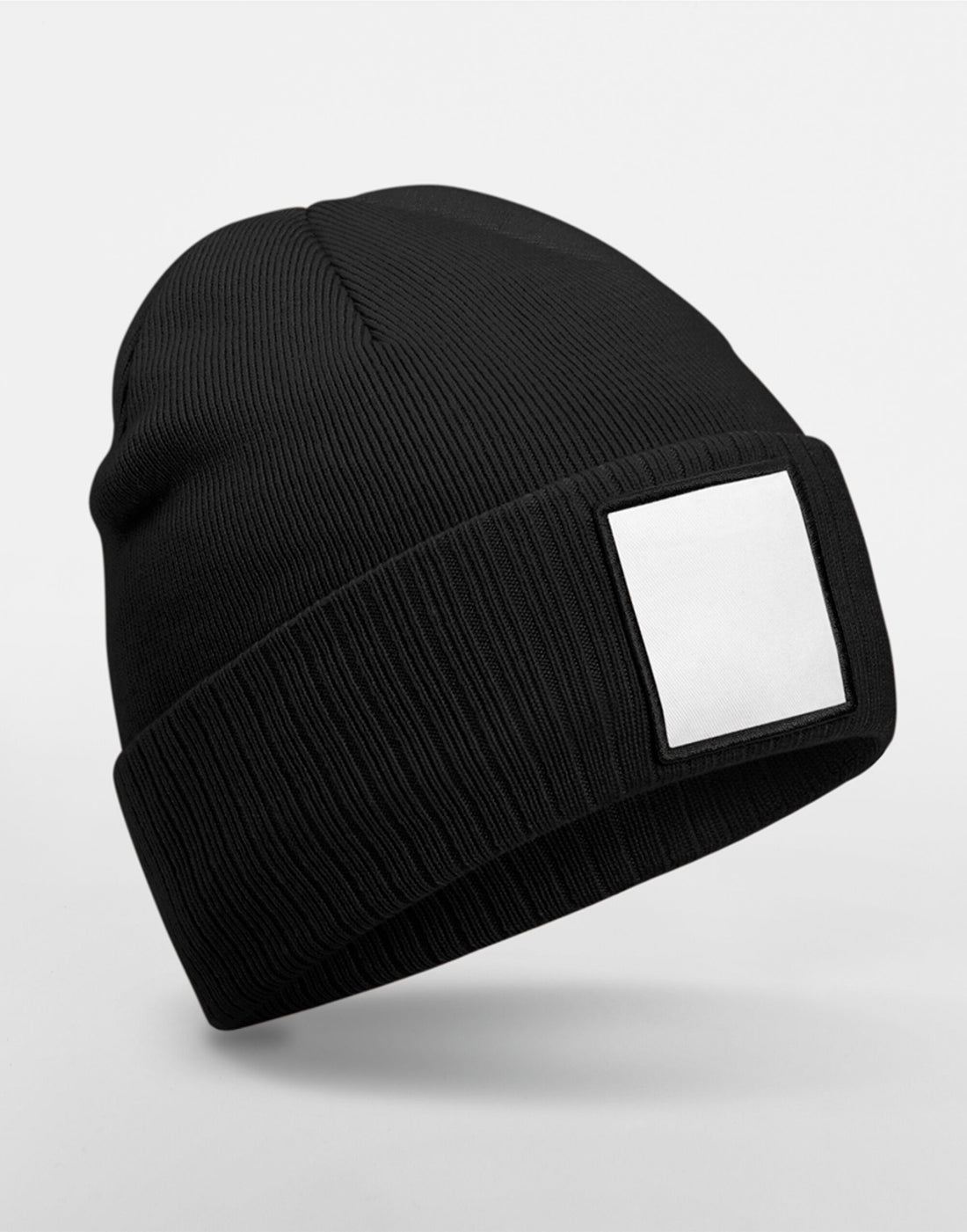 Beechfield Appliqu√© Patch Beanie B337R - Black White O S - Customisable Beanies