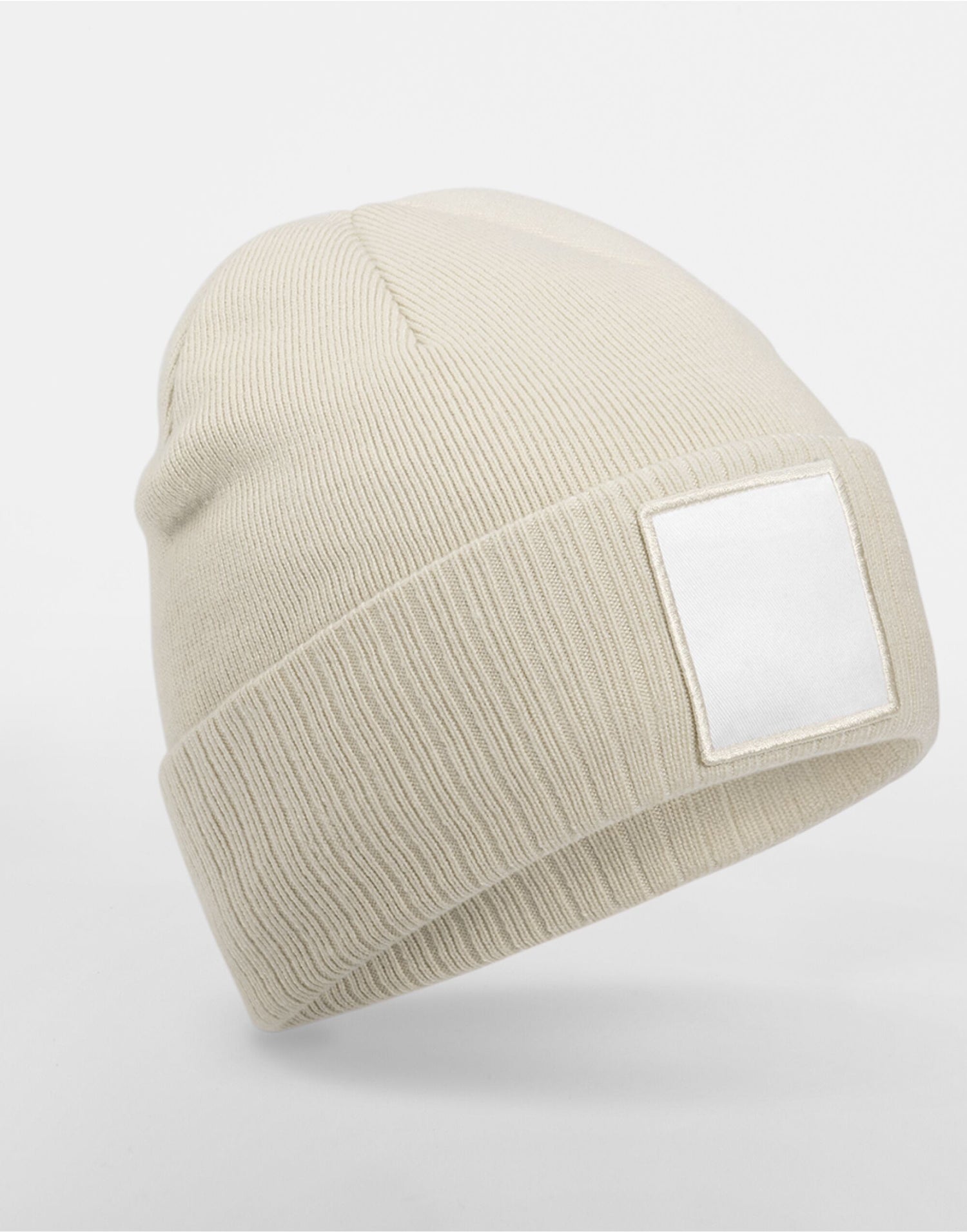 Beechfield Appliqu√© Patch Beanie B337R - Oatmeal White O S - Customisable Beanies