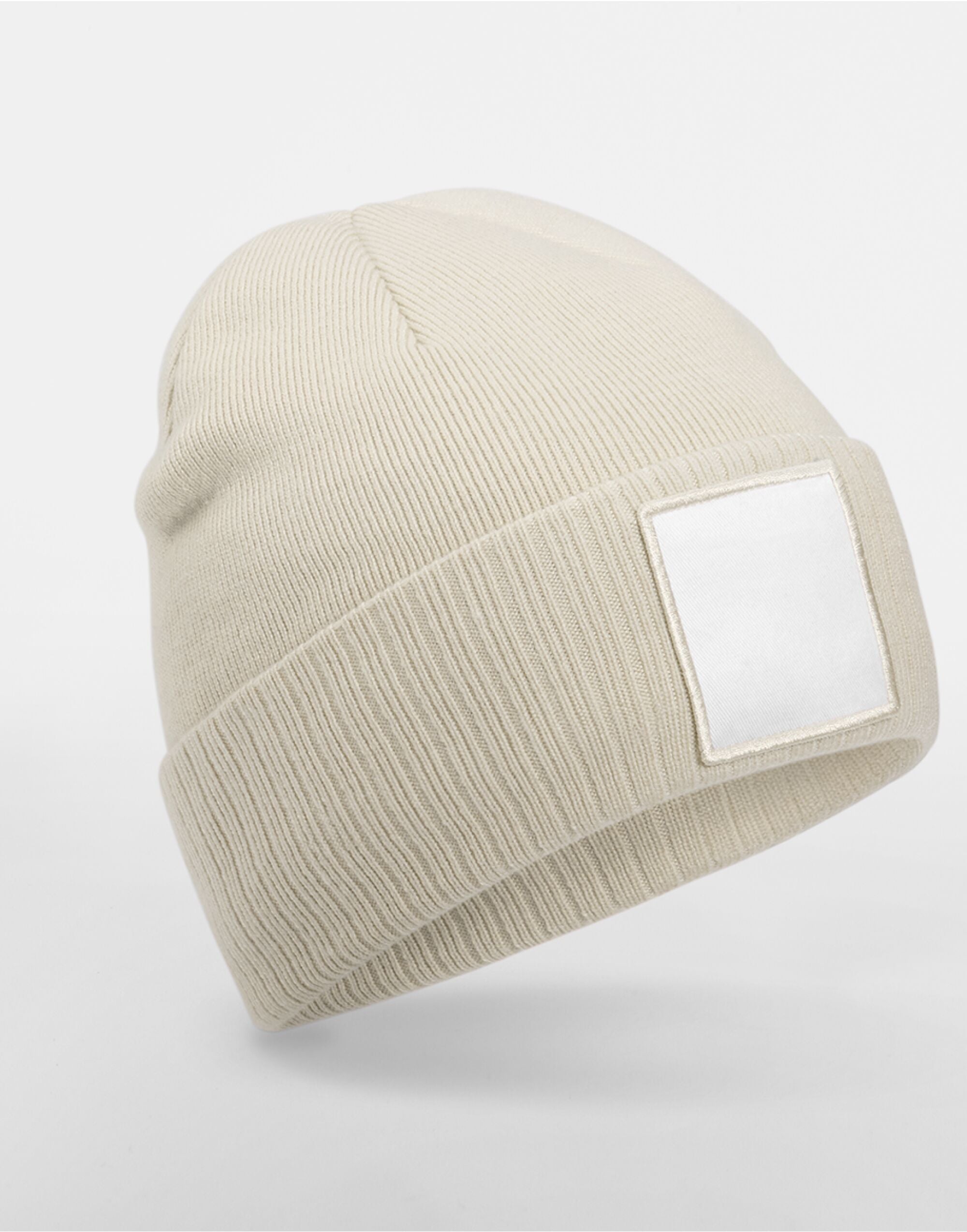 Beechfield Appliqu√© Patch Beanie B337R - Oatmeal White O S - Customisable Beanies