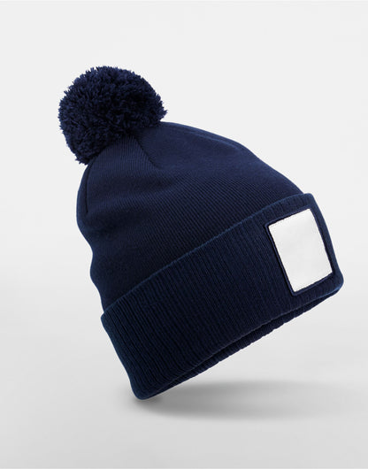 Beechfield Appliqu√© Patch Pom Beanie B338R - - Customisable Beanies