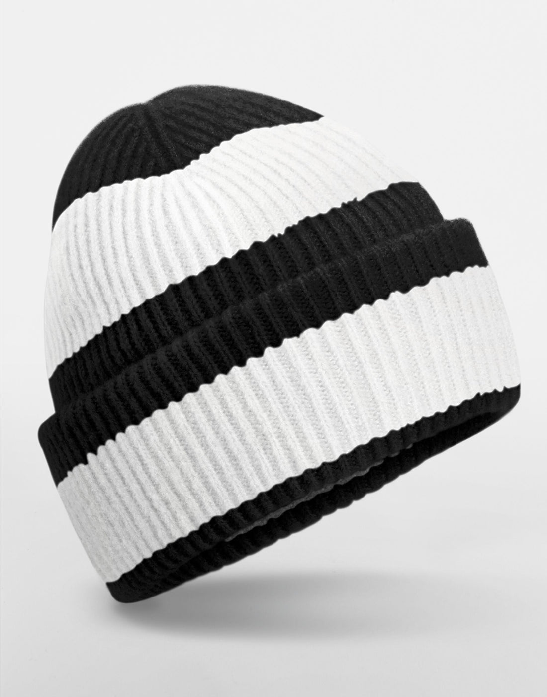 Beechfield Colour Block Beanie B391R - Black Soft White O S - Customisable Beanies