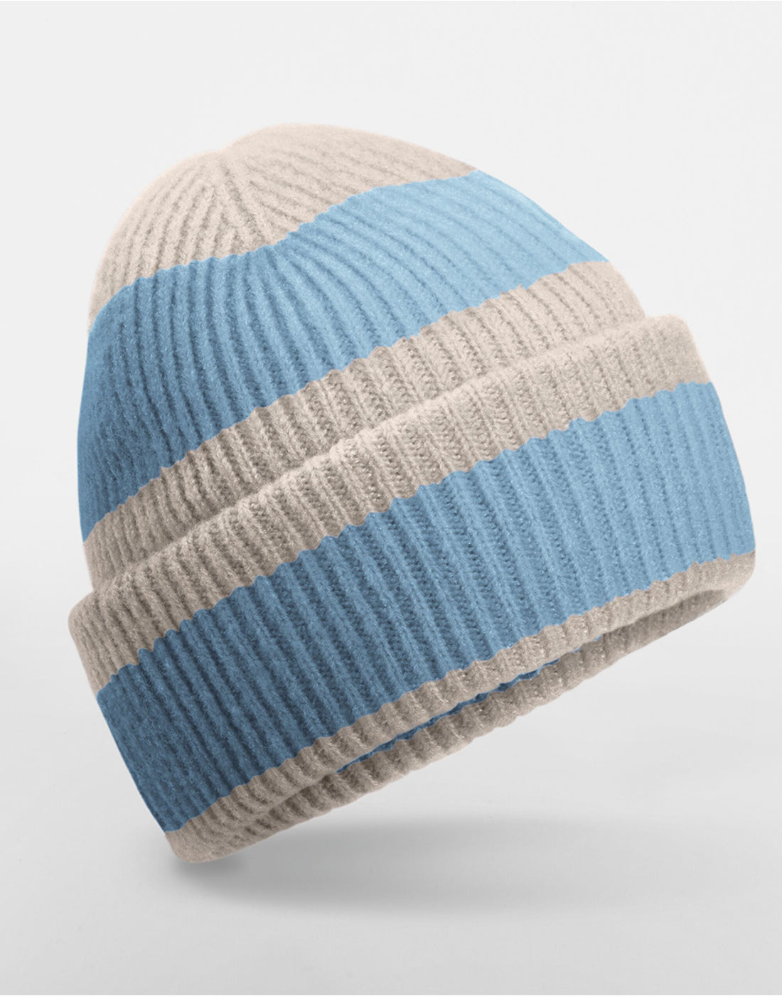 Beechfield Colour Block Beanie B391R - Natural Stone Dusty Blue O S - Customisable Beanies