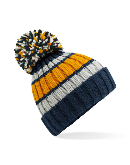 Beechfield Hygge Striped Beanie B392 - Dijon Blue O S - Customisable Beanies
