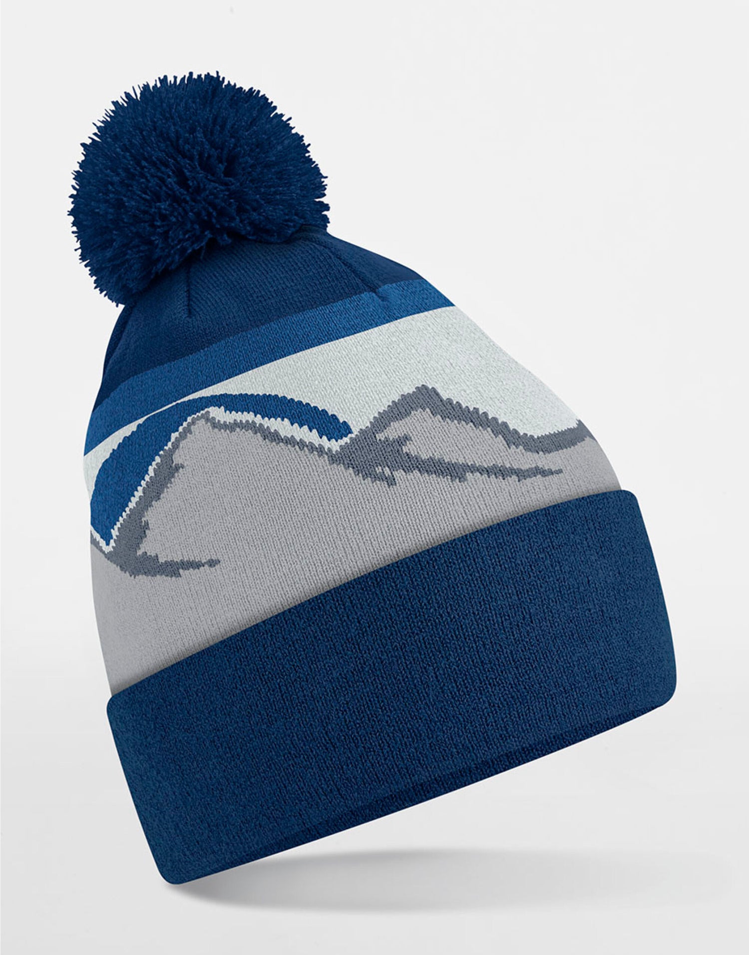 Beechfield Mountain Peaks Pom Pom Beanie B395R - Rocky Peaks O S - Customisable Beanies