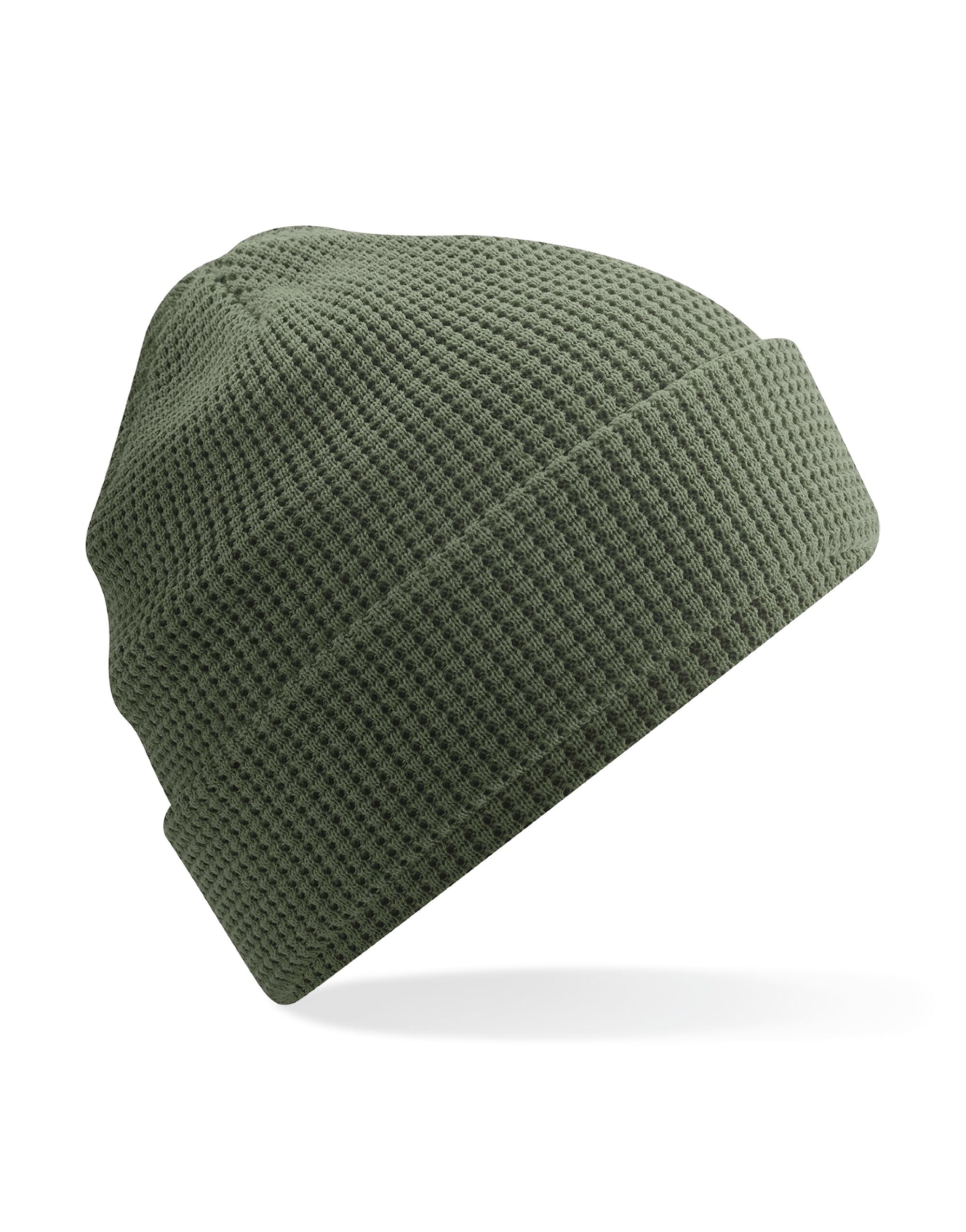 Beechfield Organic Cotton Waffle Beanie B52N - Olive Green O S - Customisable Beanies