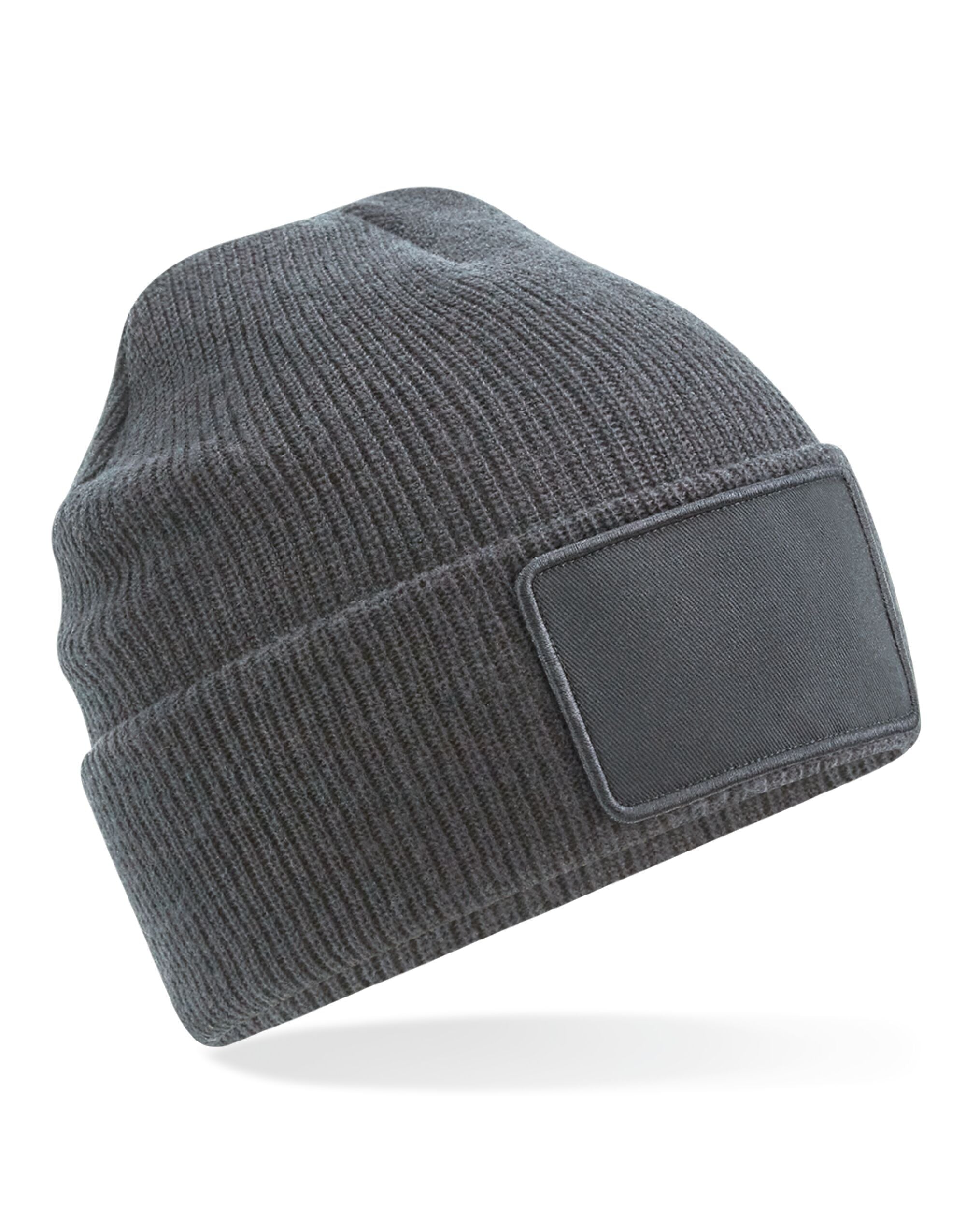 Beechfield Removable Patch Beanie B540 - Graphite Grey O S - Customisable Beanies