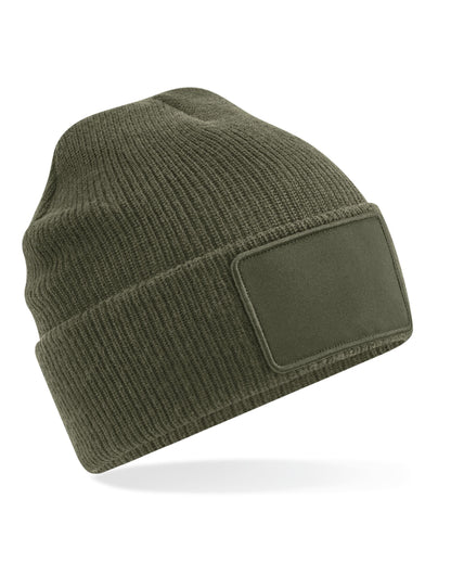 Beechfield Removable Patch Beanie B540 - Military Green O S - Customisable Beanies