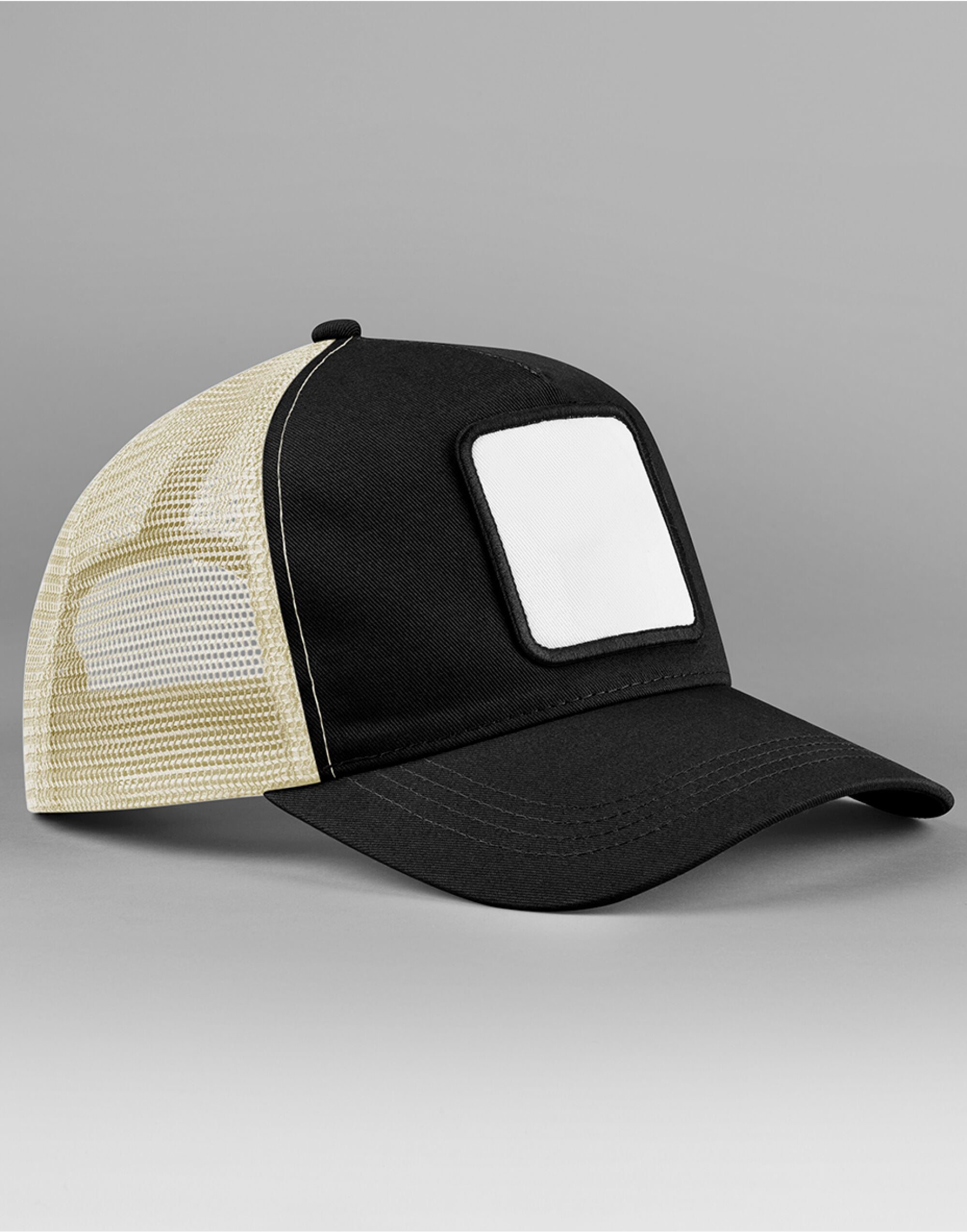 Beechfield Appliqu√© Patch 5 Panel Truck B636 - Black Stone O S - Customisable Hats