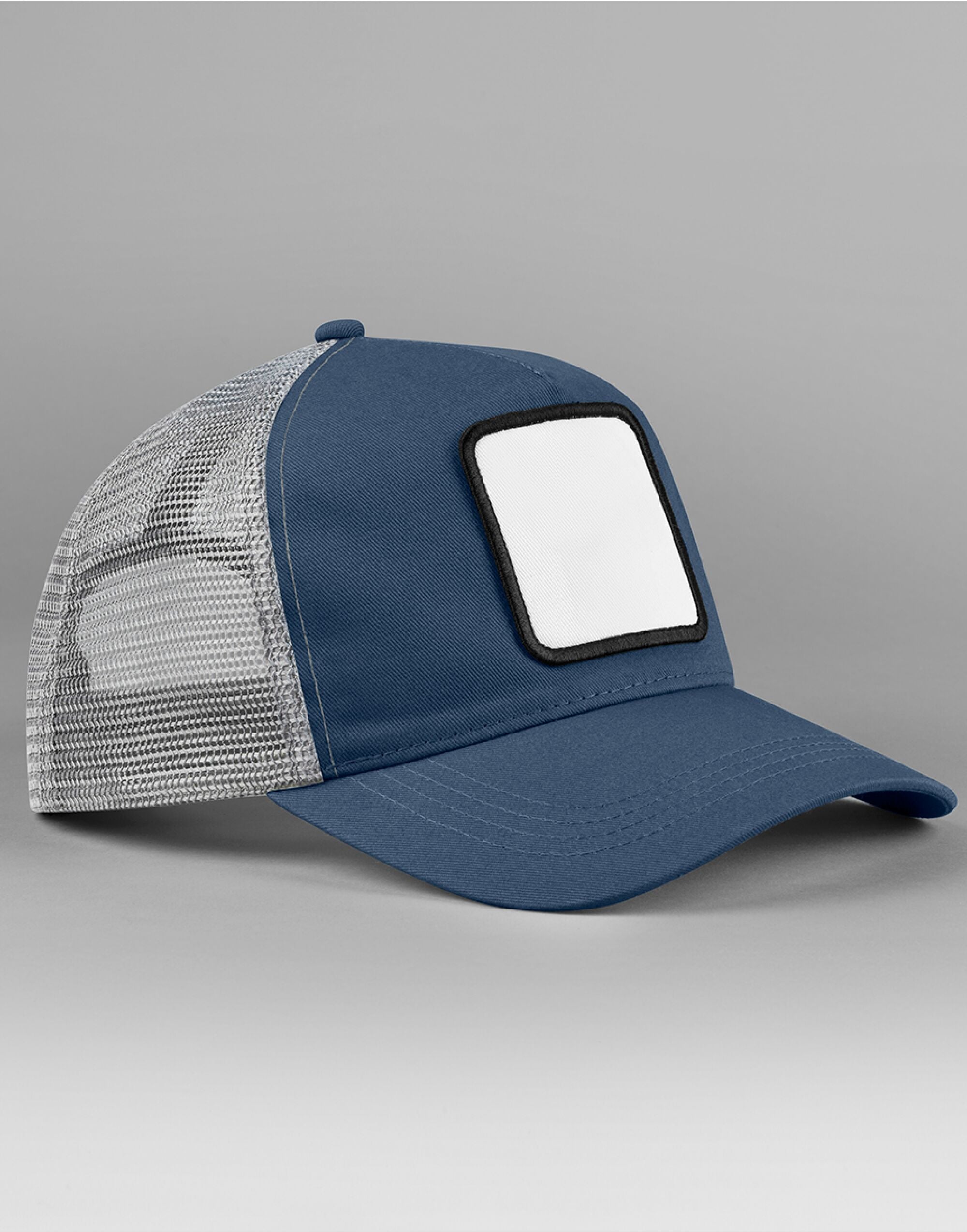 Beechfield Appliqu√© Patch 5 Panel Truck B636 - Slate Blue Light Grey O S - Customisable Hats