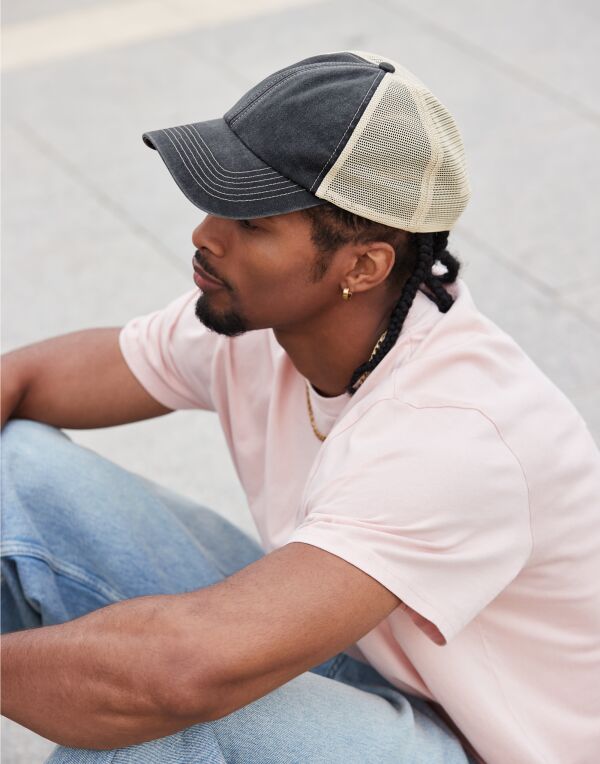 Beechfield 6 Panel Vintage Trucker B672 - Vintage Brown Stone O S - Customisable Hats