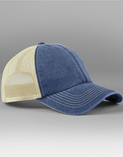 Beechfield 6 Panel Vintage Trucker B672 - Vintage Denim Stone O S - Customisable Hats
