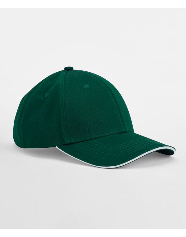 Beechfield EA Org 6 Panel Cap SWich Peak B820C - Bottle Green White O S - Customisable Caps