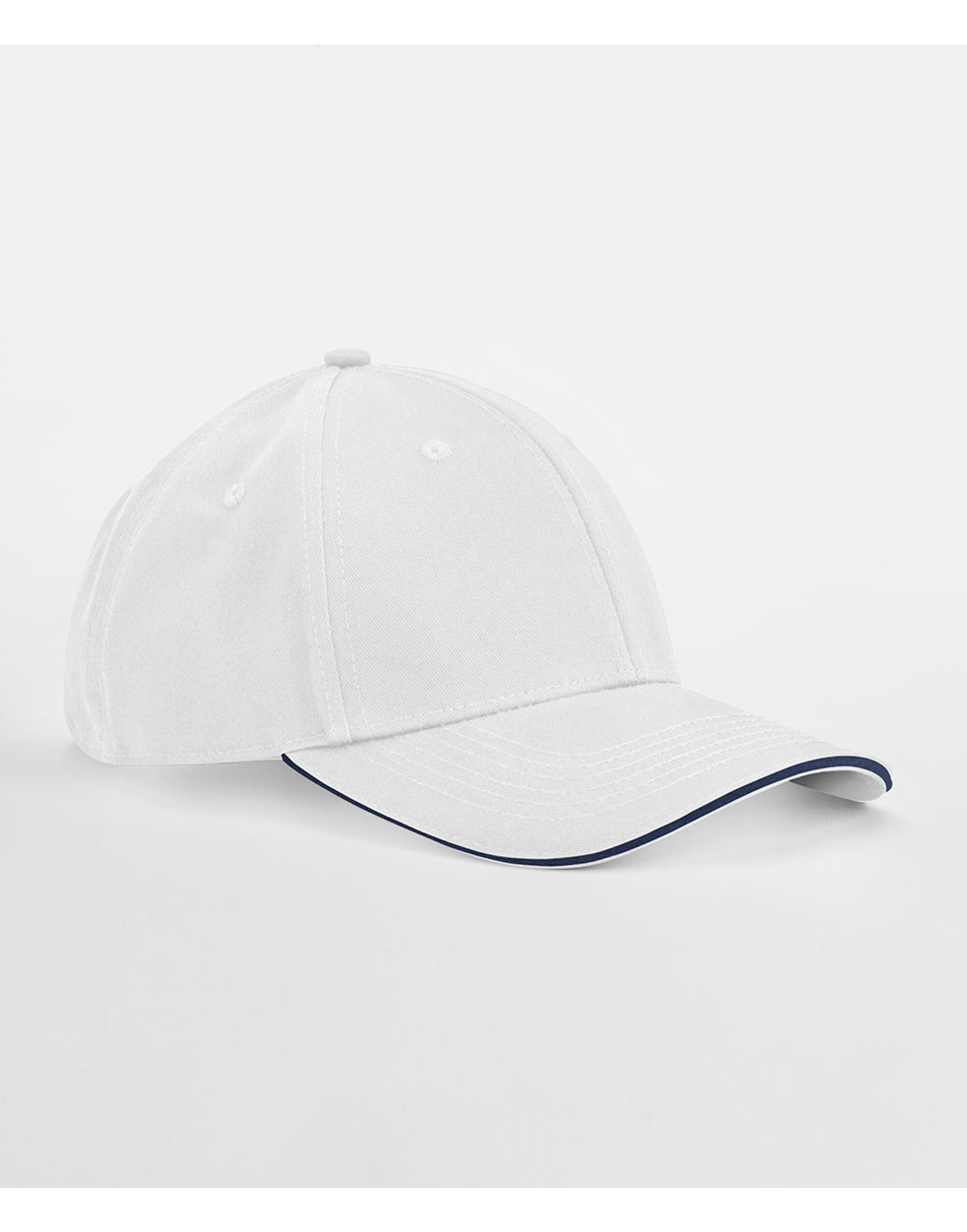 Beechfield EA Org 6 Panel Cap SWich Peak B820C - White French Navy O S - Customisable Caps