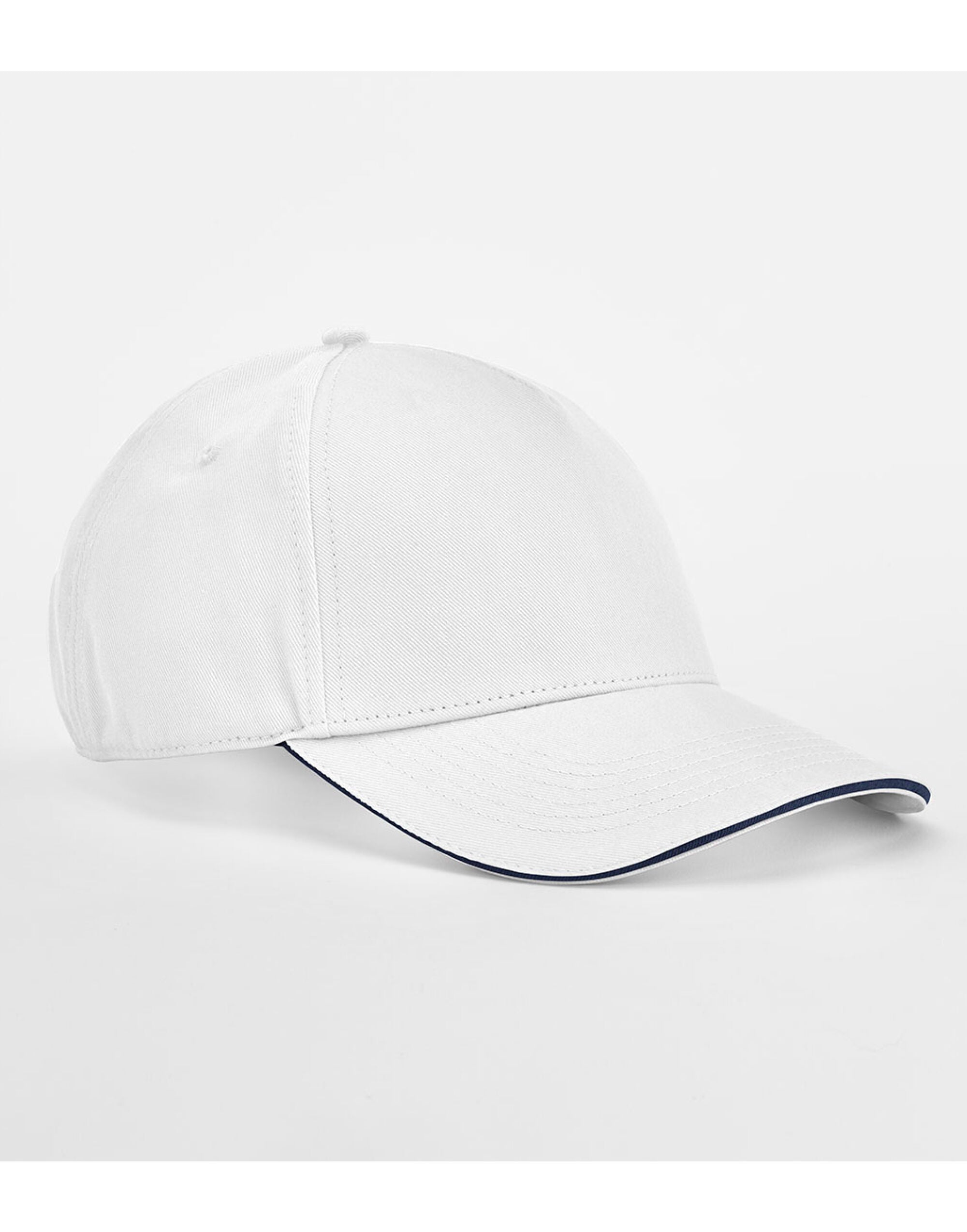 Beechfield EA Org 5 Panel Cap SWich Peak B825C - White French Navy O S - Customisable Caps