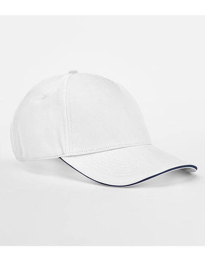 Beechfield EA Org 5 Panel Cap SWich Peak B825C - White French Navy O S - Customisable Caps