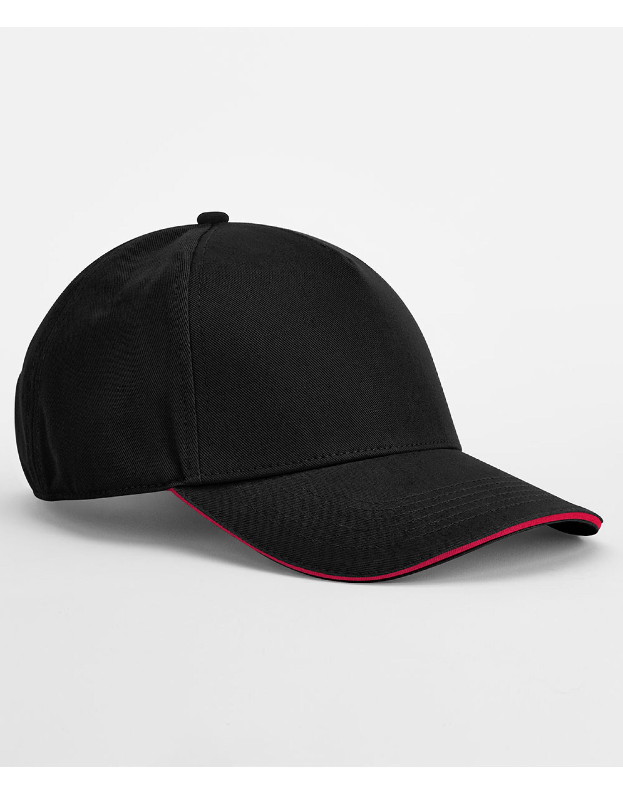 Beechfield EA Org 5 Panel Cap SWich Peak B825C - Black Classic Red O S - Customisable Caps
