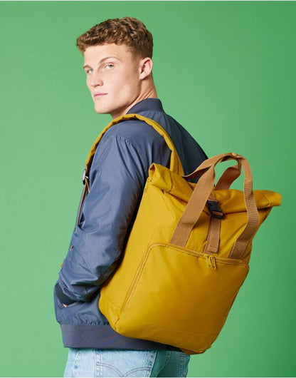 Bagbase Recycled Roll Top Backpack BG118L - Black O S - Customisable Bags