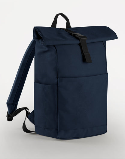 Bagbase Premium Recycled RollTop Backpk BG186 - Navy O S - Customisable Bags