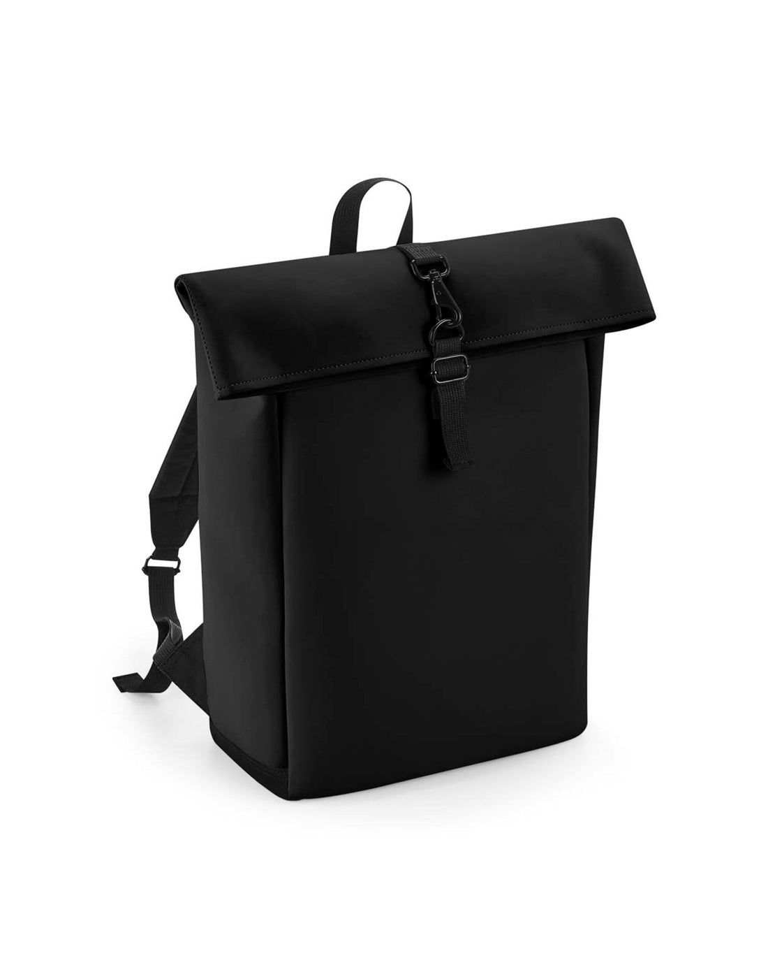 Bagbase Matte PU Roll Top Backpack BG335 - Black O S - Customisable Bags