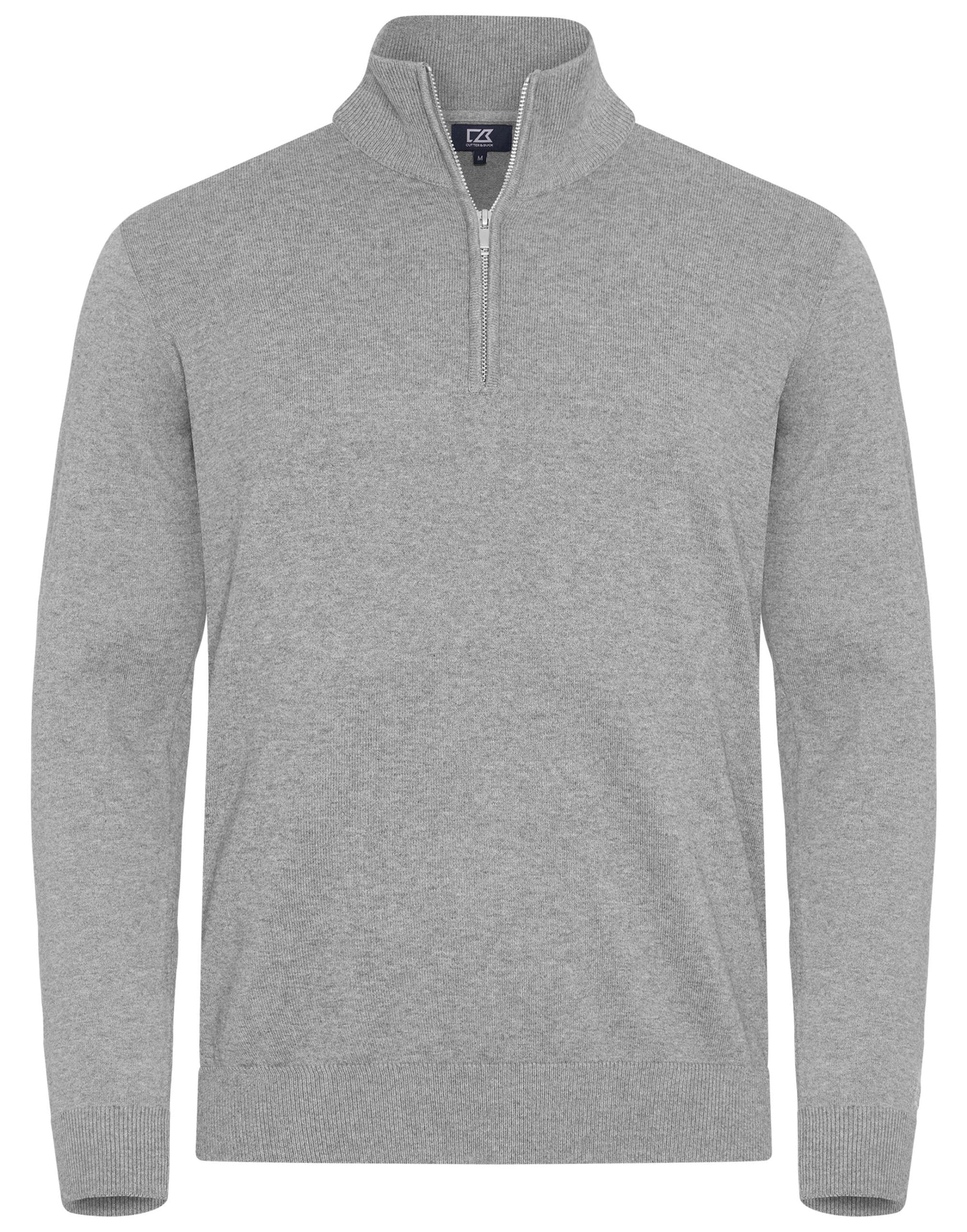 Cutter &amp; Buck - Oakville Half Zip Sweater Men - Grey Melange S - Customisable Knitwear
