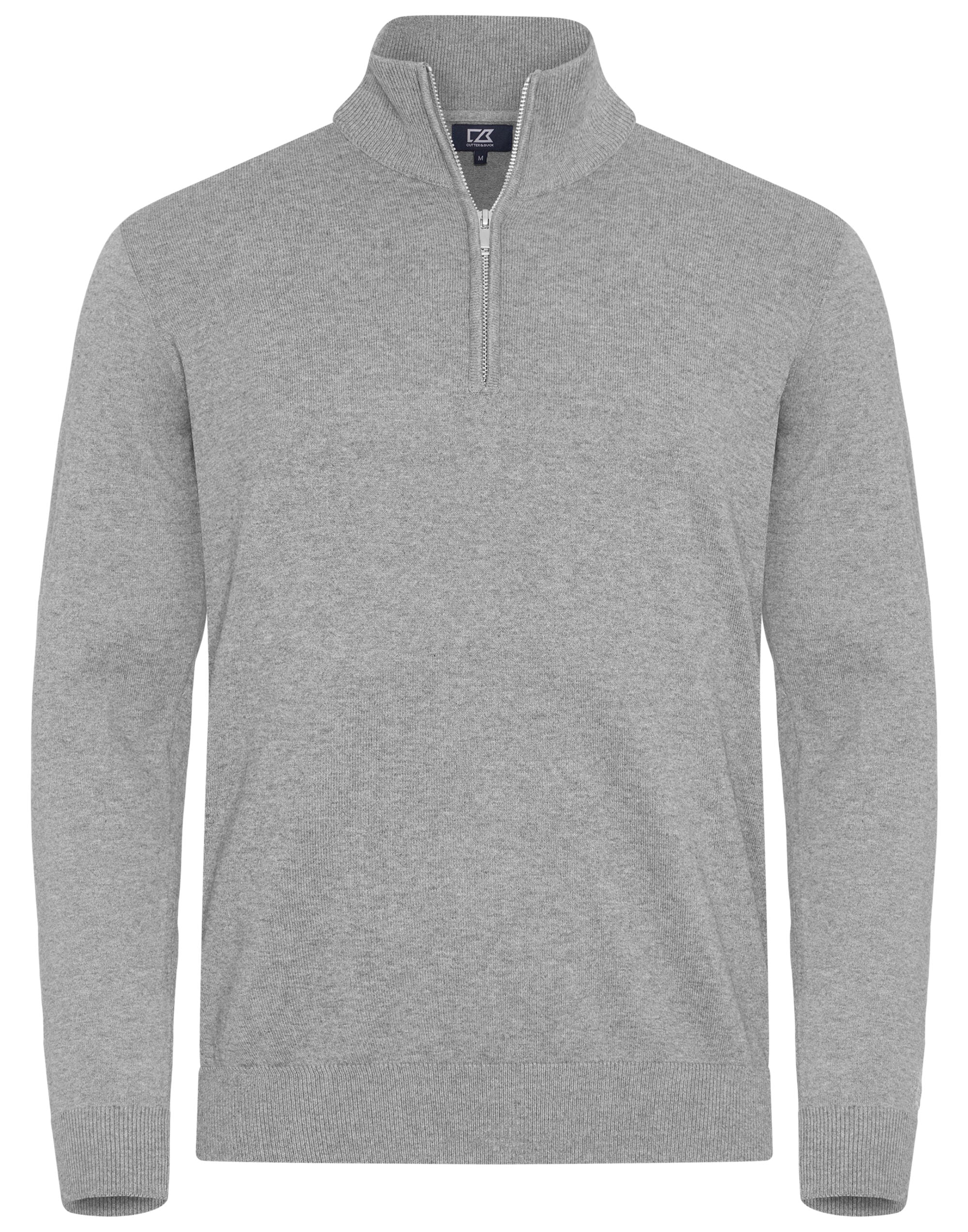 Cutter &amp; Buck - Oakville Half Zip Sweater Men - Grey Melange S - Customisable Knitwear