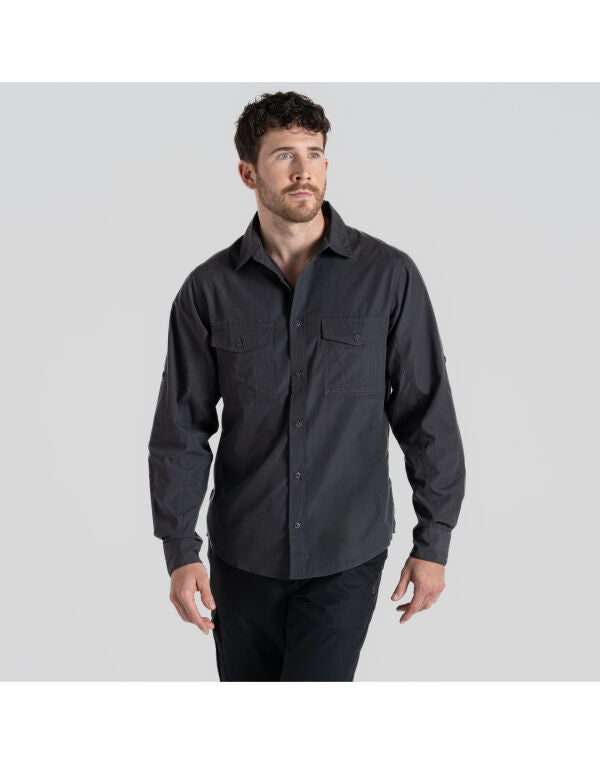Craghoppers Expert Kiwi LS Shirt CES001 - Carbon Grey XL - Customisable Shirts