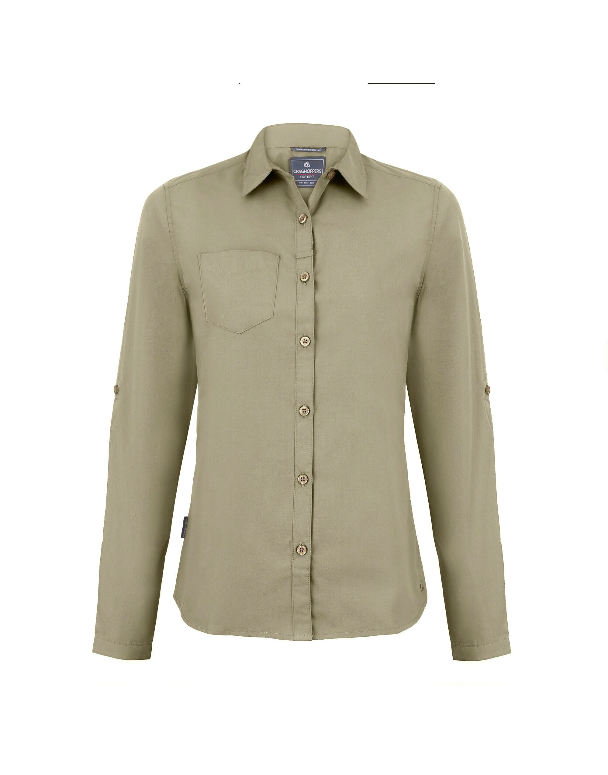 Craghoppers Expert Womens Kiwi LS Shirt CES002 - Pebble - Customisable Shirts