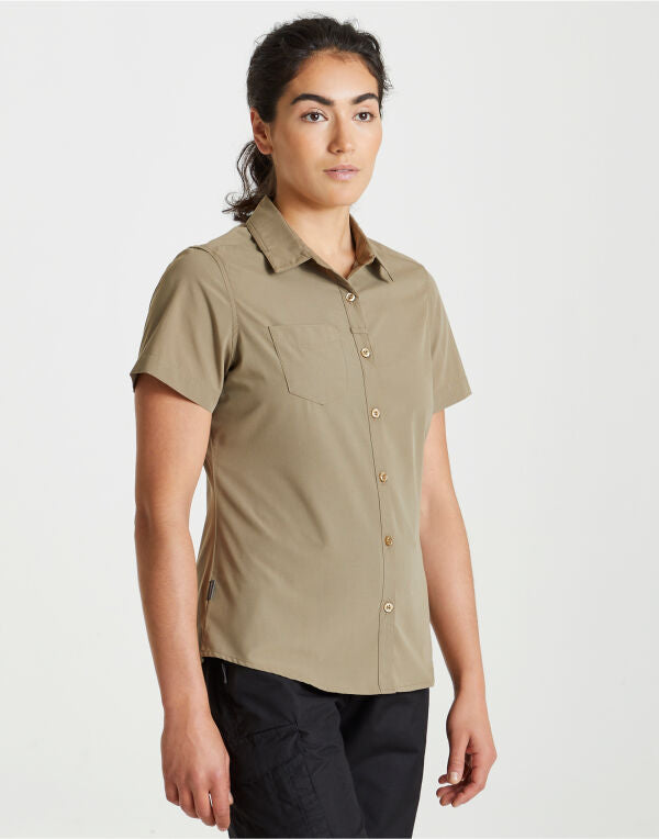 Craghoppers Expert Womens Kiwi SS Shirt CES004 - Pebble 10 - Customisable Shirts
