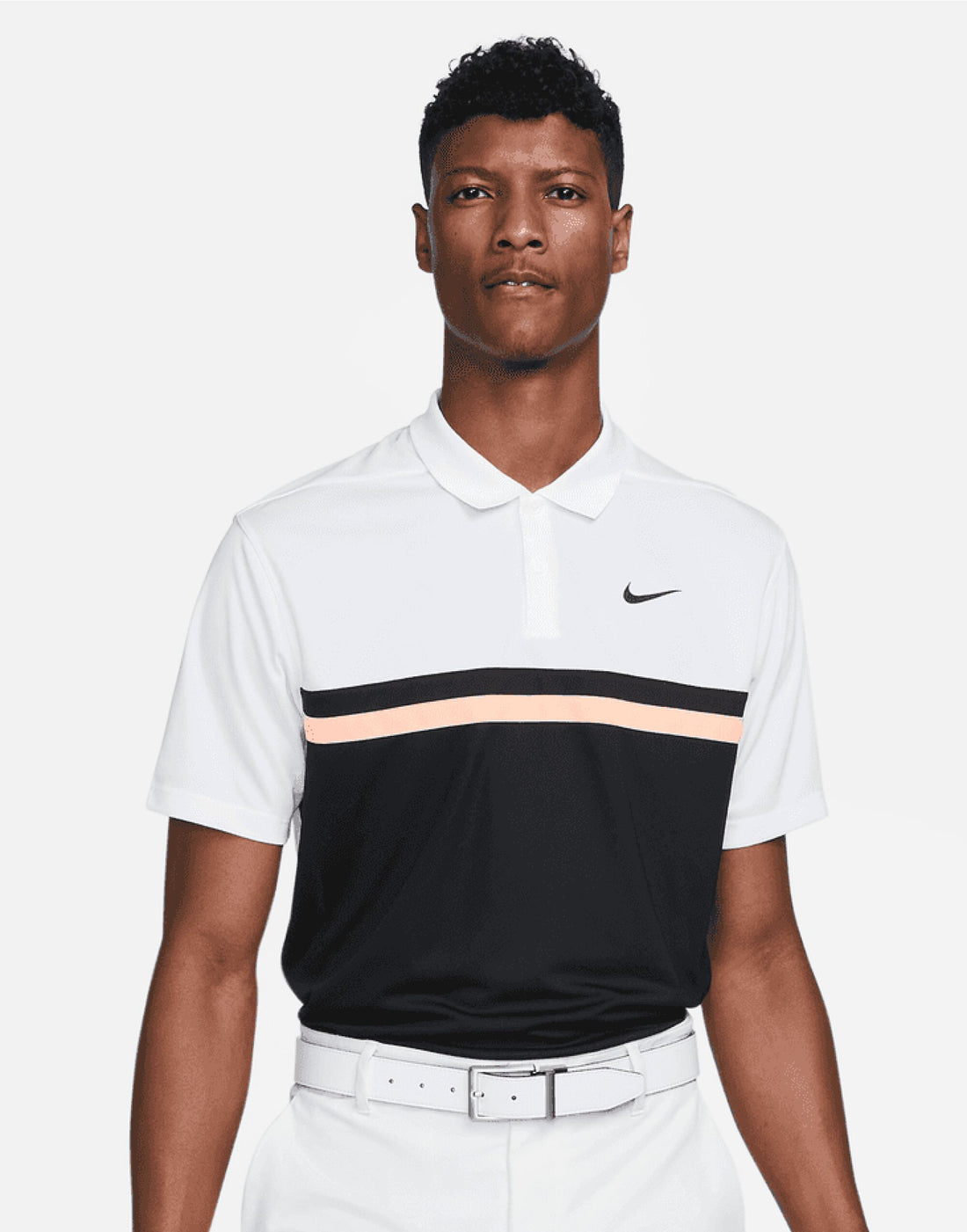 Nike Dri FIT Victory Colourblock Polo DH0845 - White Black Arctic Orange - Customisable Polos