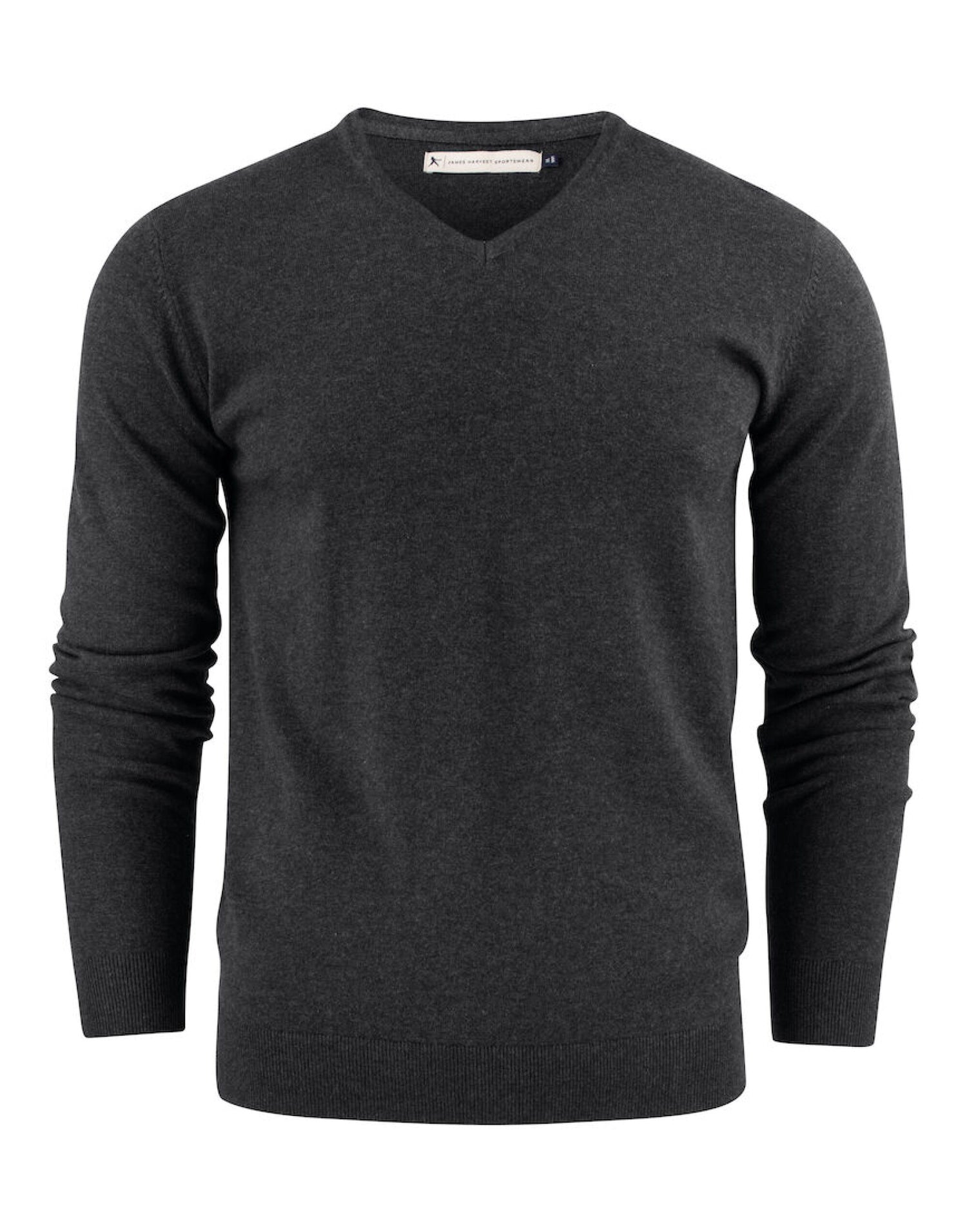 James Harvest Ashland V-Neck Knit Sweat HAR2112507 - Anthracite Melange - Customisable Sweatshirts