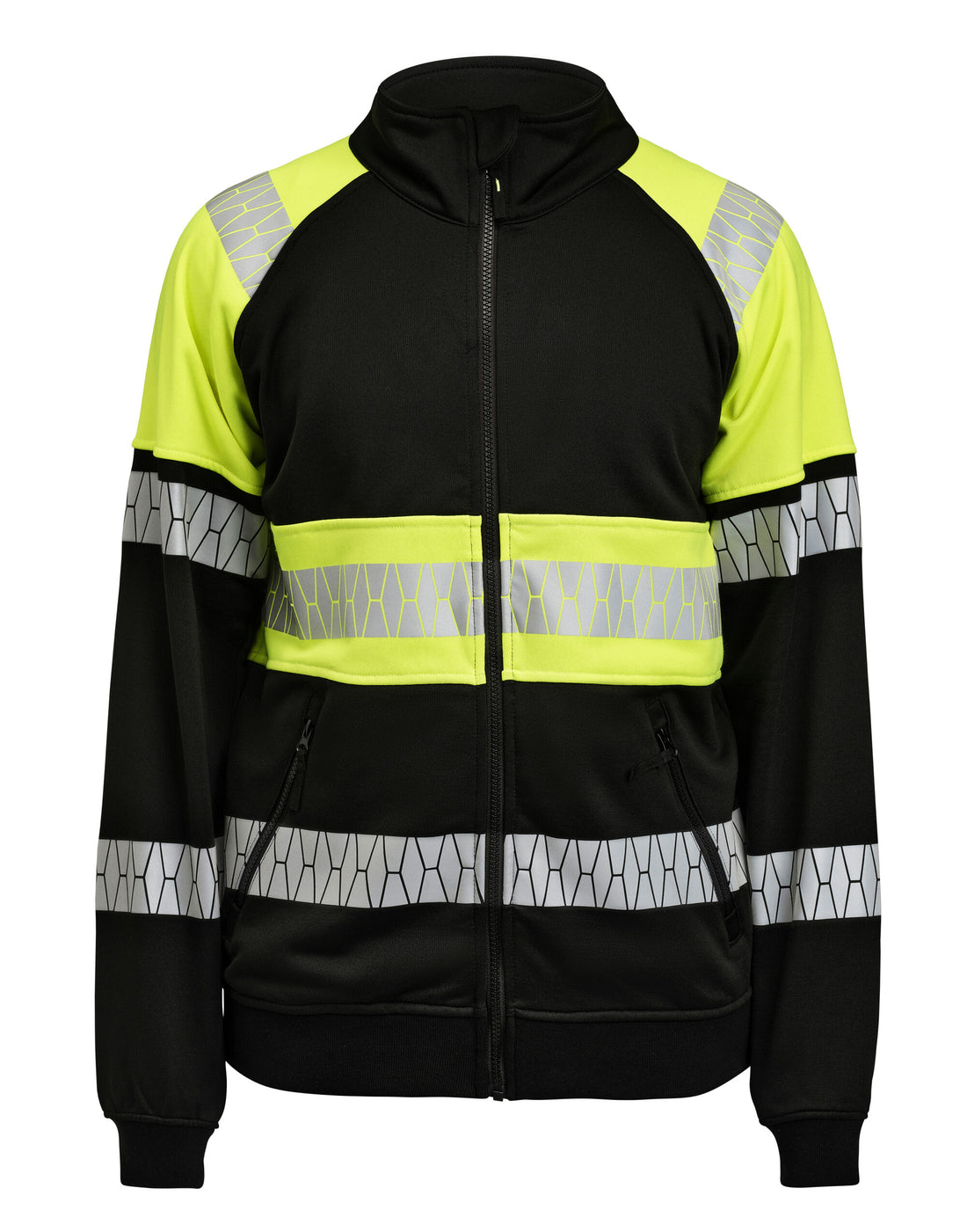 Jobman Sweatshirt Full-Zip Hi-Vis JM5225 - Black Yellow - Customisable Hi-Vis Sweatshirt