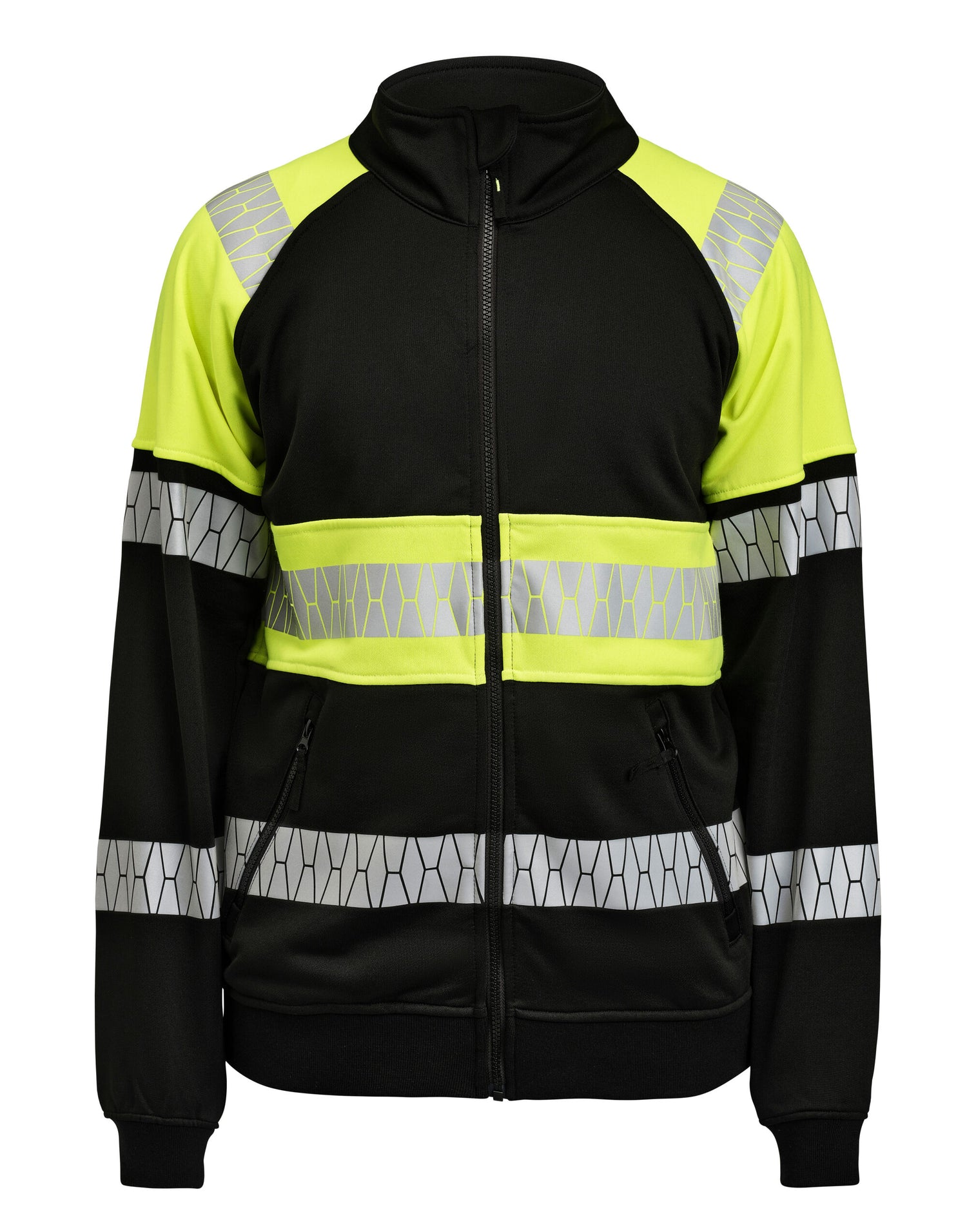 Jobman Sweatshirt Full-Zip Hi-Vis JM5225 - Black Yellow - Customisable Hi-Vis Sweatshirt
