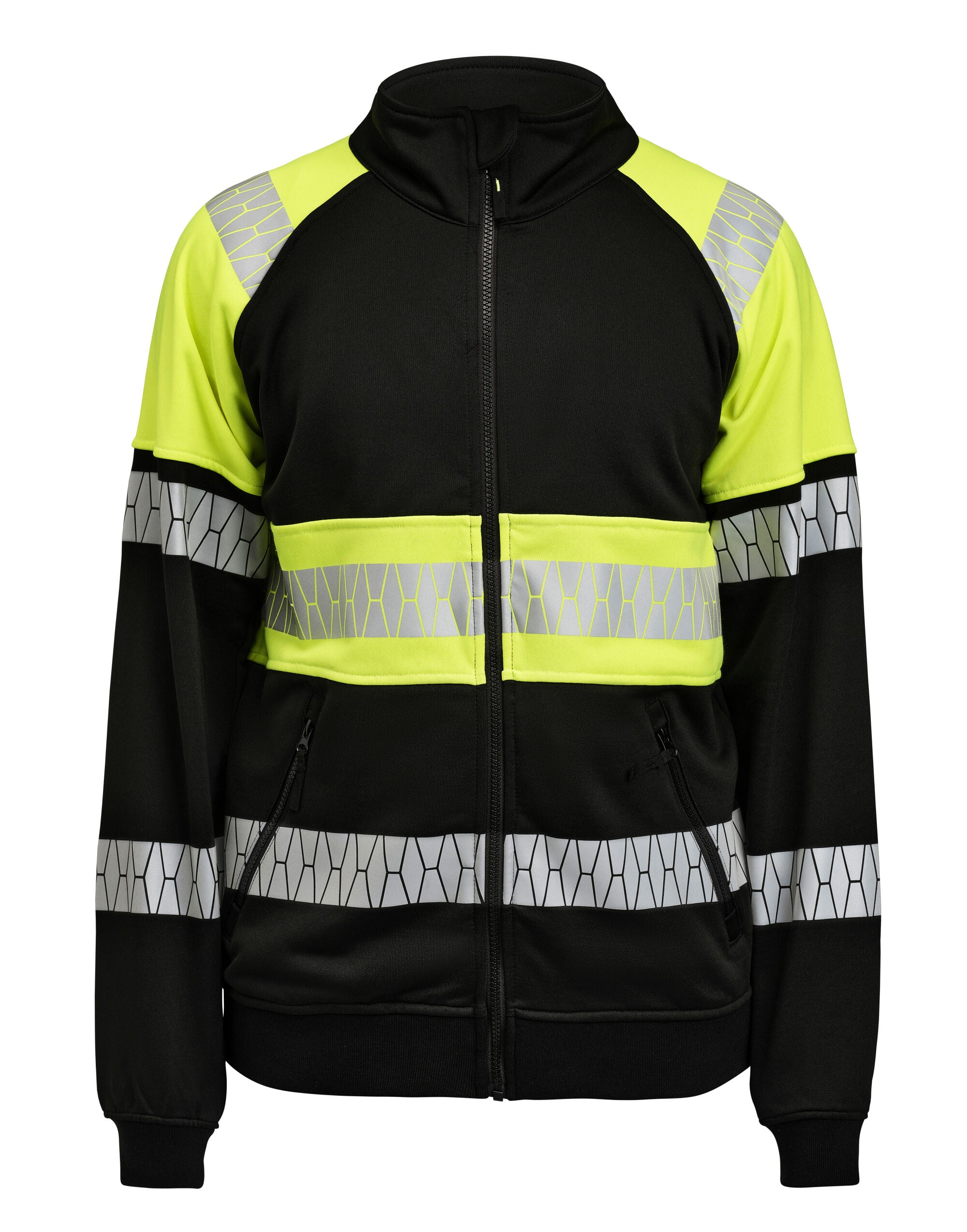 Jobman Sweatshirt Full-Zip Hi-Vis JM5225 - Black Yellow - Customisable Hi-Vis Sweatshirt