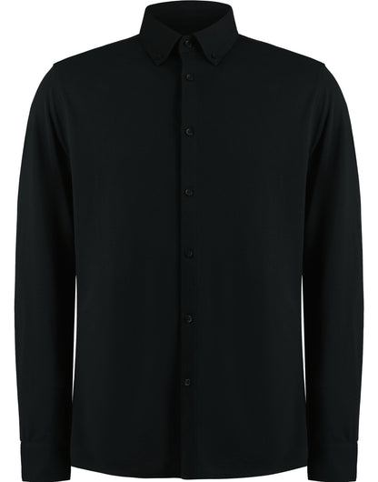 Kustom Kit Mens LS Superwash Pique Shirt KK143 - Black - Customisable Shirts