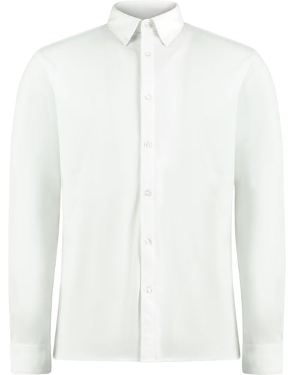 Kustom Kit Mens LS Superwash Pique Shirt KK143 - White - Customisable Shirts