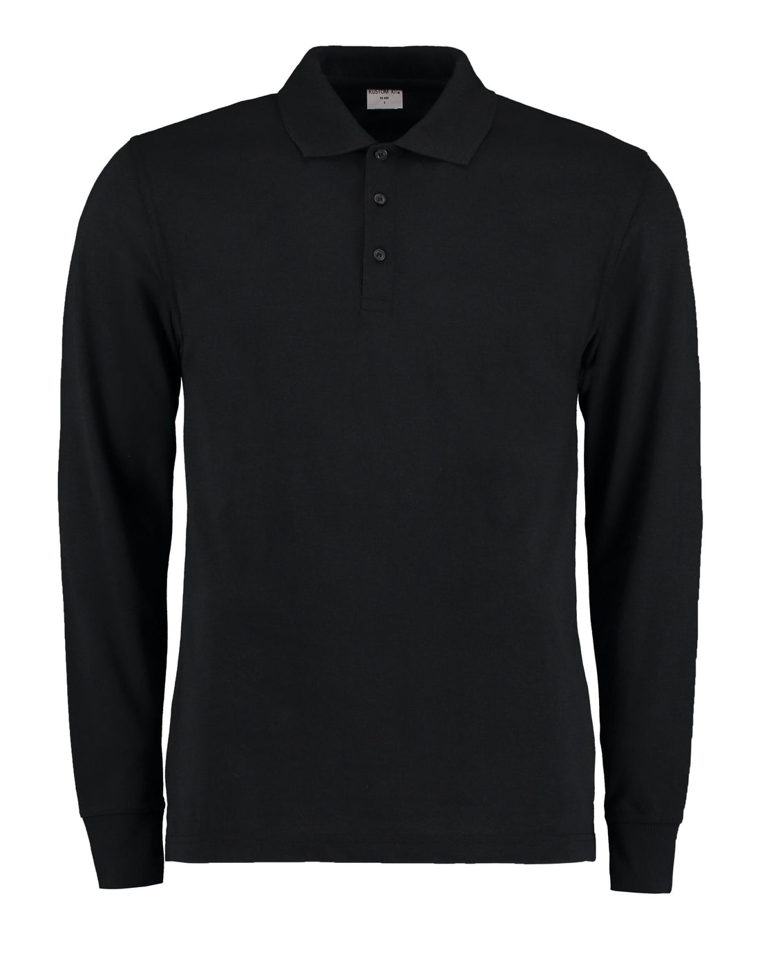 Kustom Kit Mens Pique L/S Polo Shirt KK430 - Black - Customisable Polos