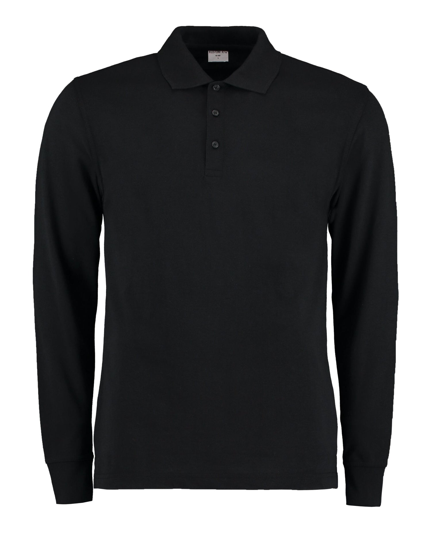 Kustom Kit Mens Pique L/S Polo Shirt KK430 - Black - Customisable Polos