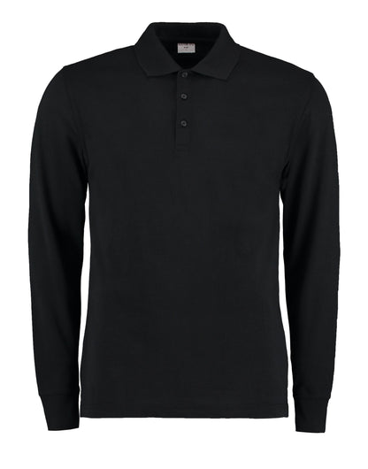 Kustom Kit Mens Pique L/S Polo Shirt KK430 - Black - Customisable Polos
