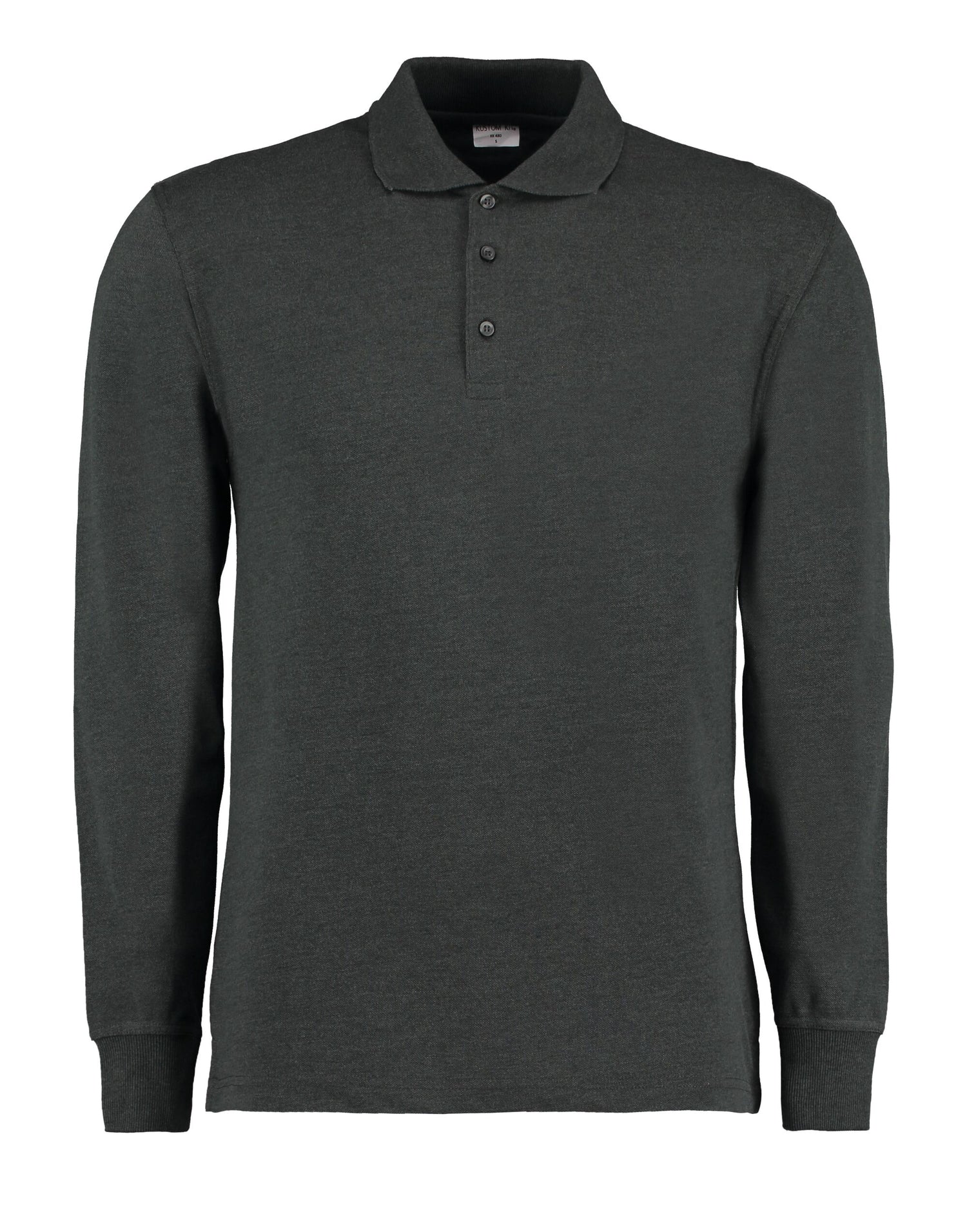 Kustom Kit Mens Pique L/S Polo Shirt KK430 - Graphite - Customisable Polos