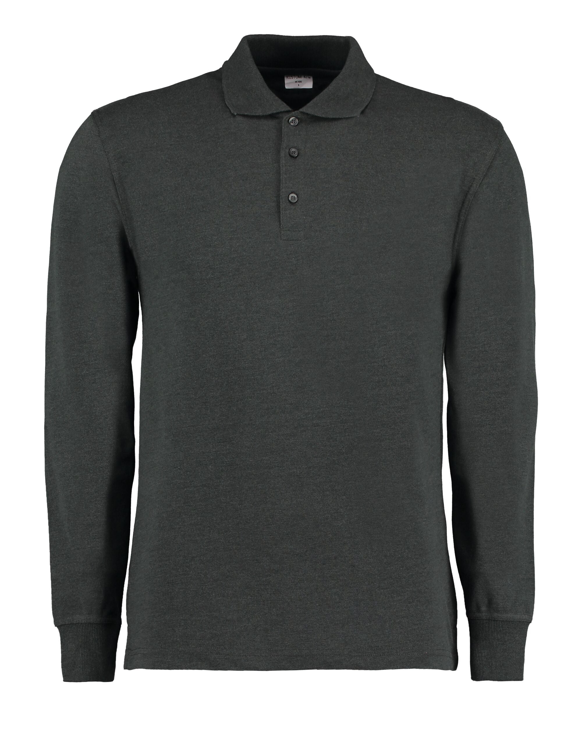 Kustom Kit Mens Pique L/S Polo Shirt KK430 - Graphite - Customisable Polos
