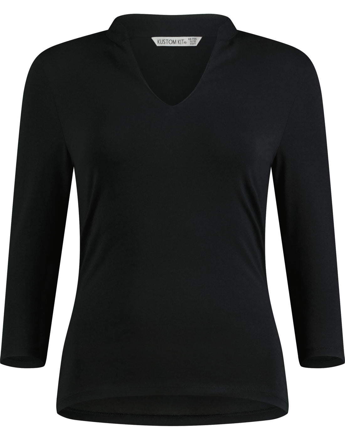 Kustom Kit Lady Mandarin Collar 34 Top kk785 - Black - Customisable Corporate Wear