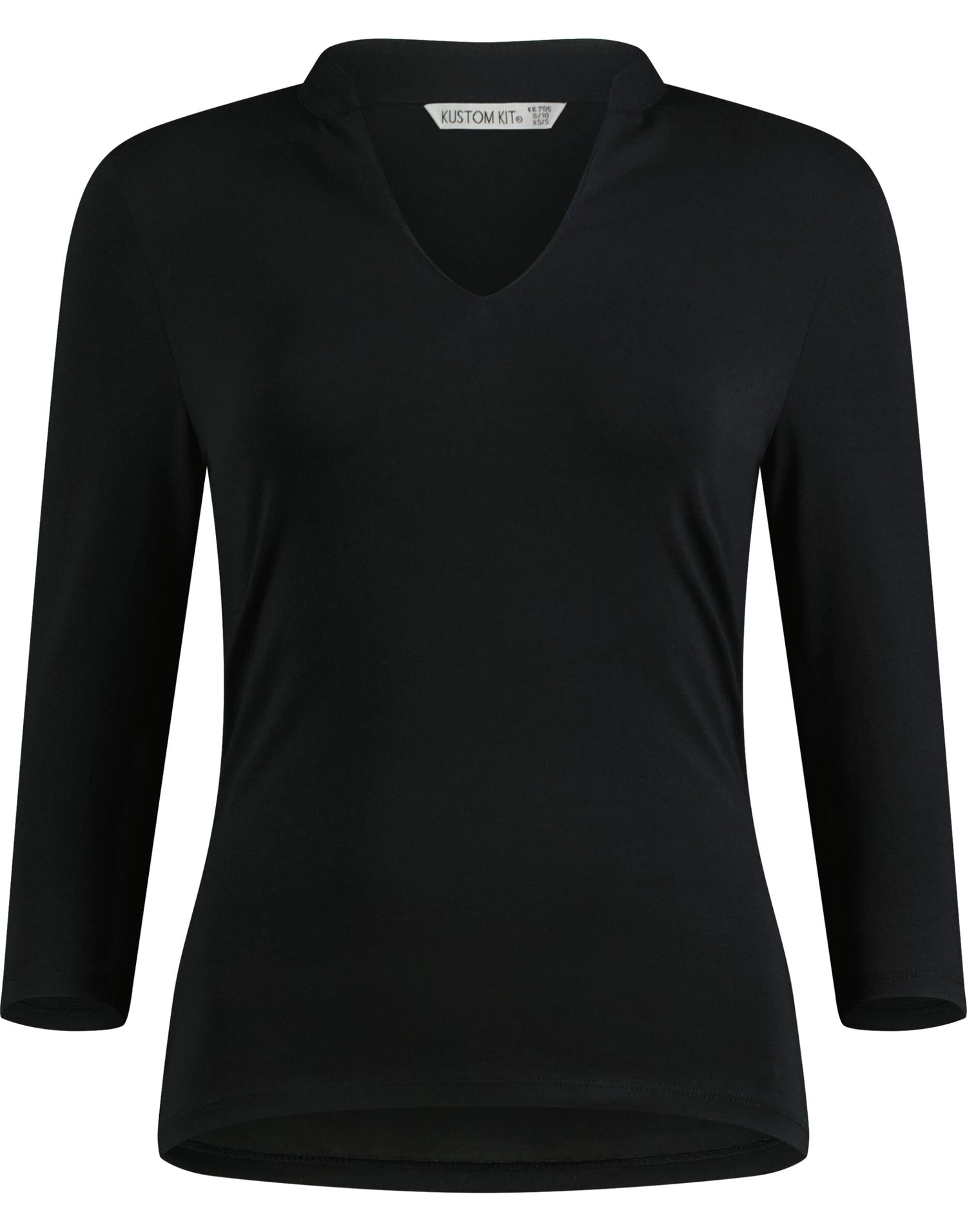 Kustom Kit Lady Mandarin Collar 34 Top kk785 - Black - Customisable Corporate Wear