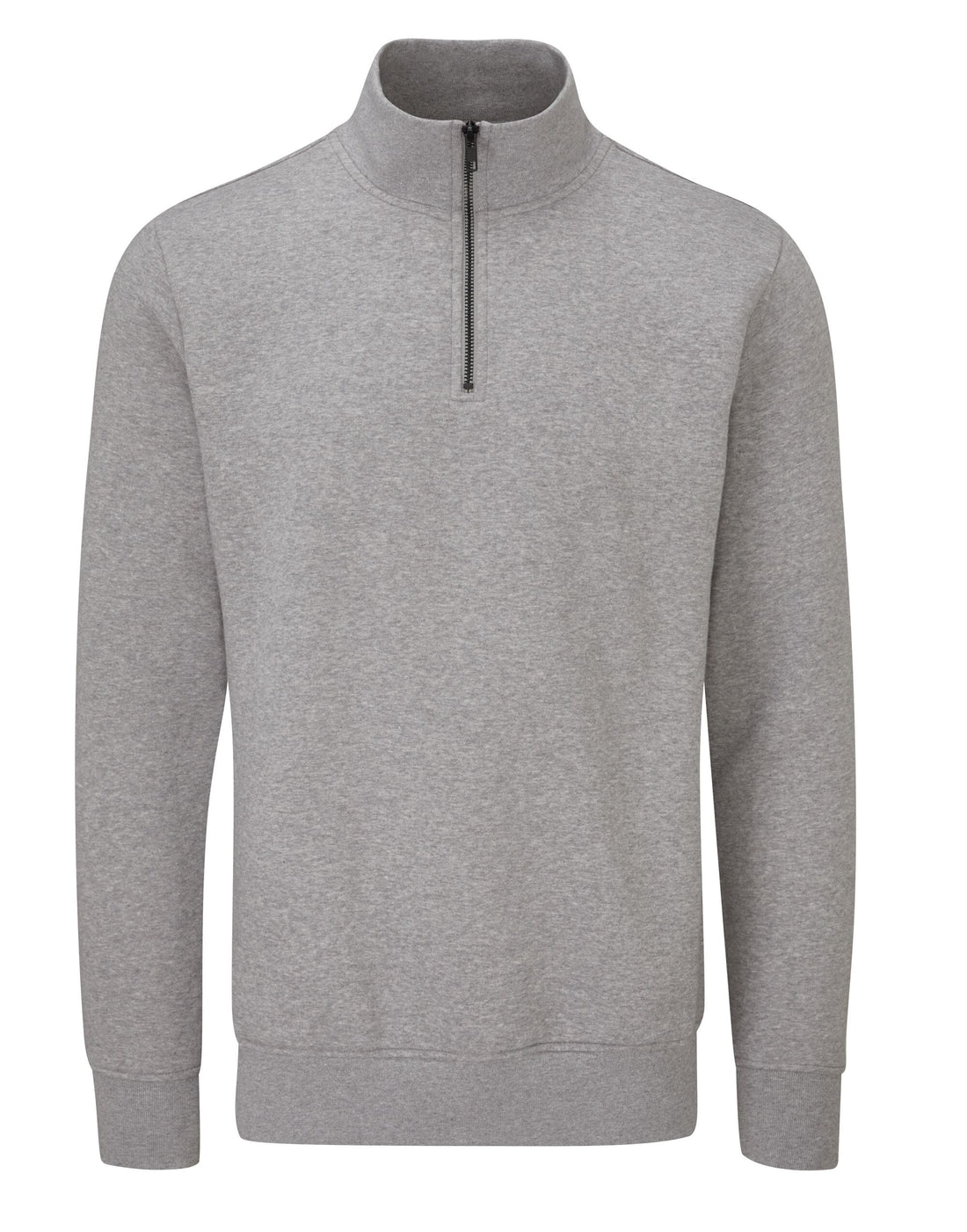 Mantis Unisex Organic 14 Zip Sweat M197 - Heather Grey Melange - Customisable Sweatshirts