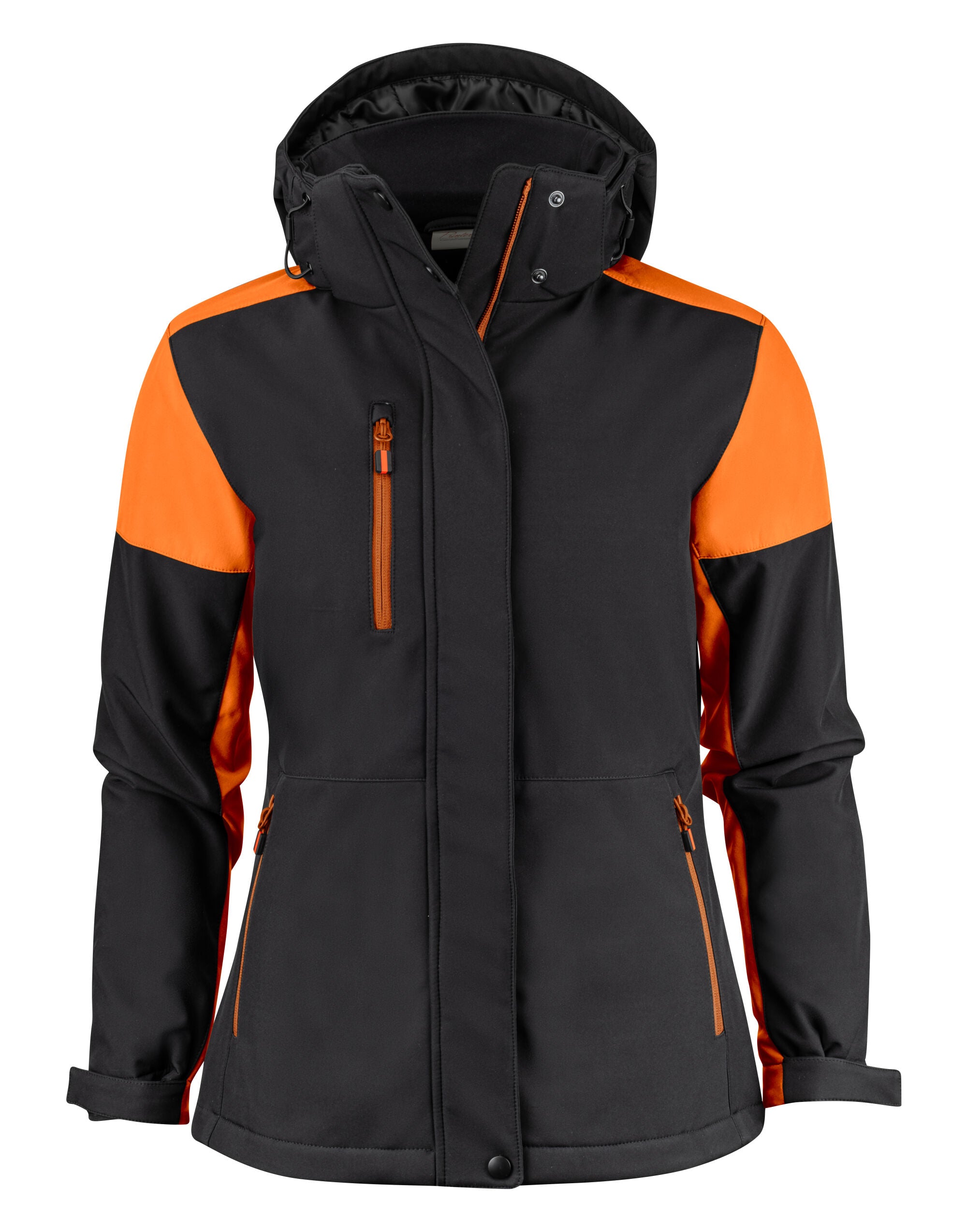 Printer Prime Ladies Padded Softshell pp2261072 - Black Orange - Customisable Jackets