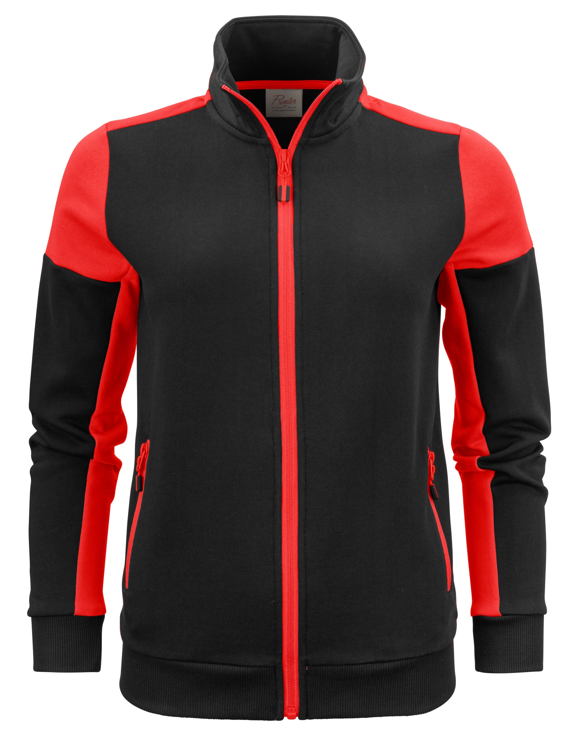 Printer Prime Ladies Full Zip Sweat PP2262062 - Black Red - Customisable Sweatshirts