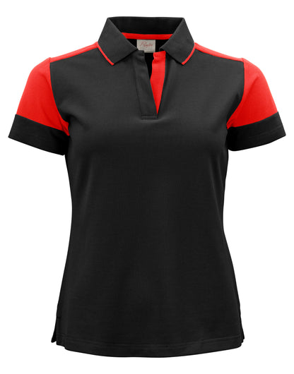 Printer Prime Ladies Polo PP2265025 - Black Red - Customisable Polos