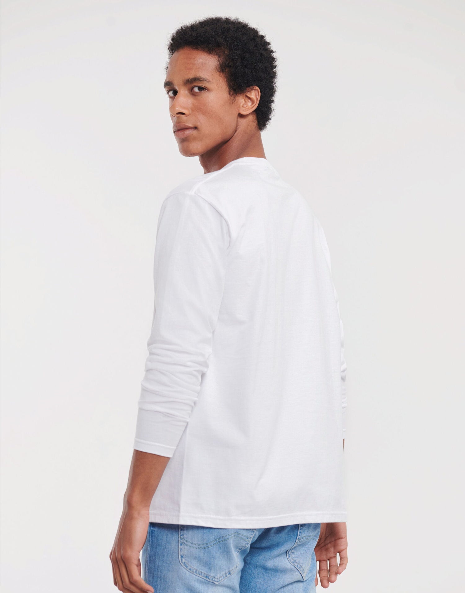 Russell Short Sleeve Collection Russell Short Sleeve Classic Long Sleeve T R180L - White - Customisable T-Shirts
