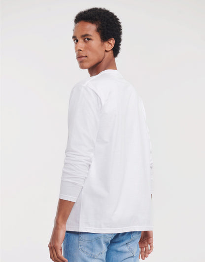 Russell Short Sleeve Collection Russell Short Sleeve Classic Long Sleeve T R180L - White - Customisable T-Shirts