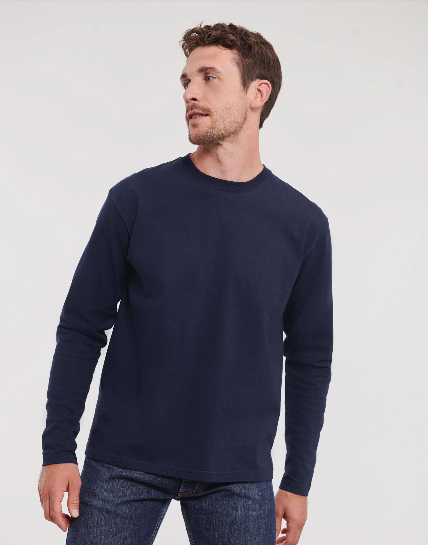 Russell Short Sleeve Collection Russell Short Sleeve Classic Long Sleeve T R180L - French Navy - Customisable T-Shirts