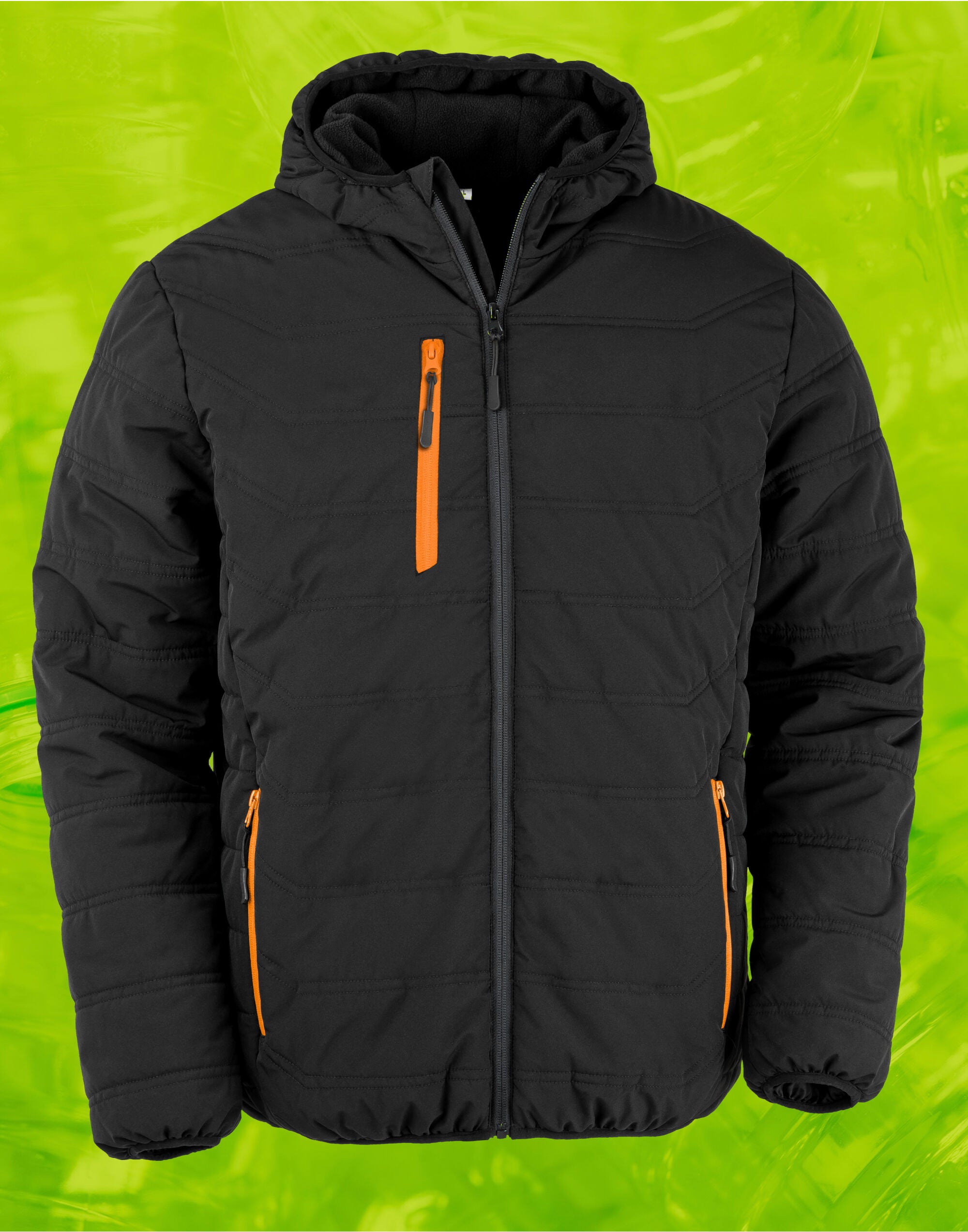 Result Black Compass Padded Winter Jacket R240X - Black Orange - Customisable Jacket